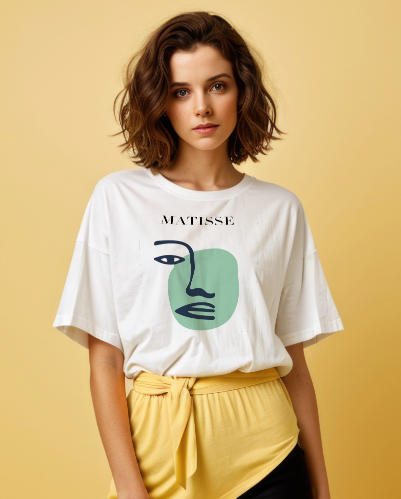 Camiseta blanca manga corta Rostro Verde Matisse