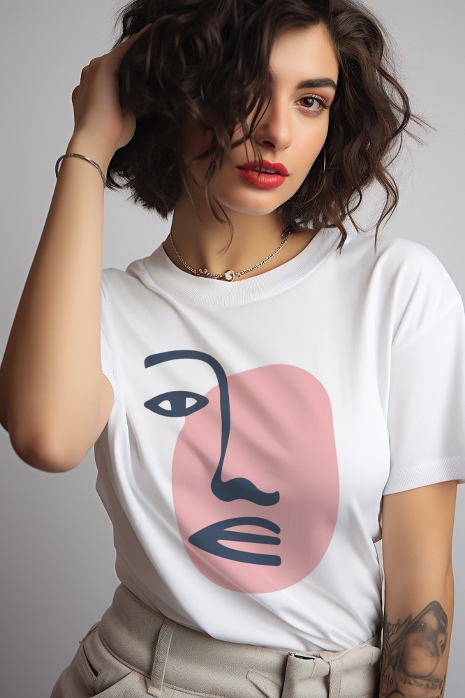 Camiseta blanca manga corta Rostro Rosa Matisse