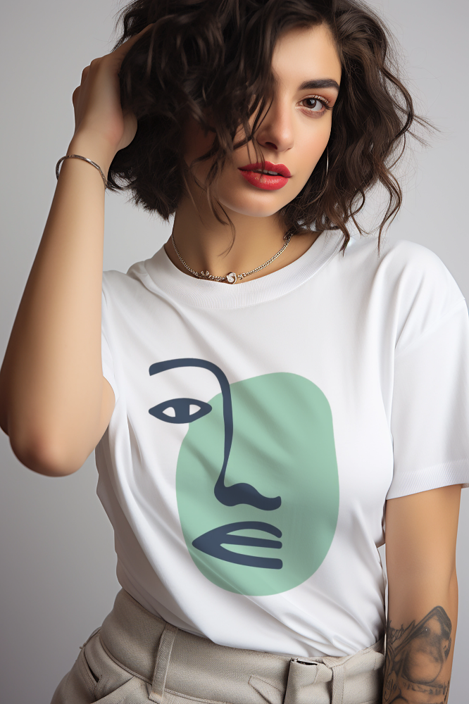 Camiseta blanca manga corta Rostro Verde Matisse