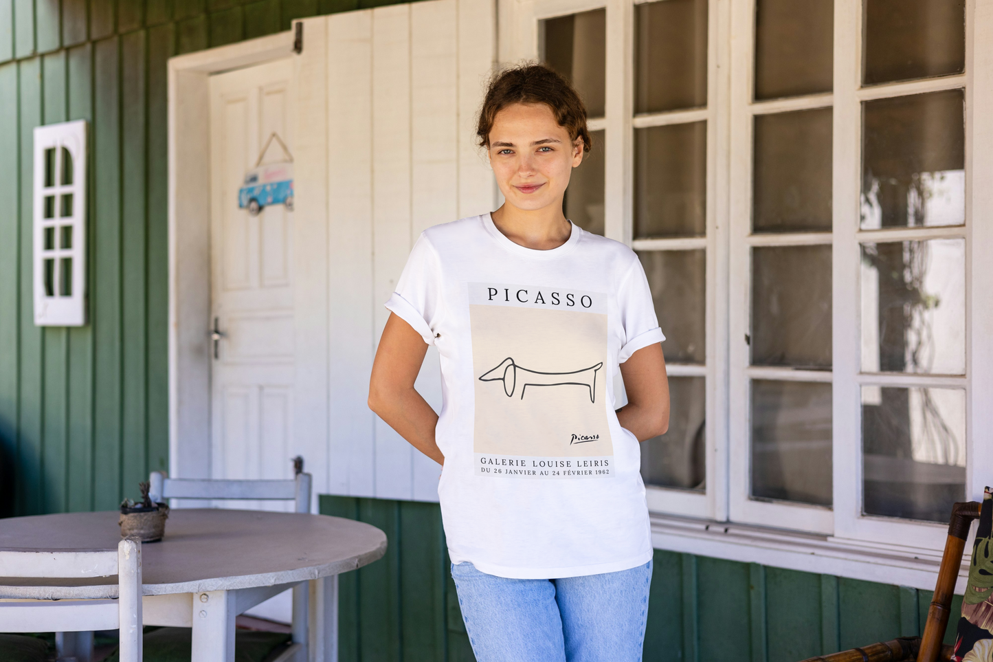 Camiseta blanca manga corta Perro Picasso