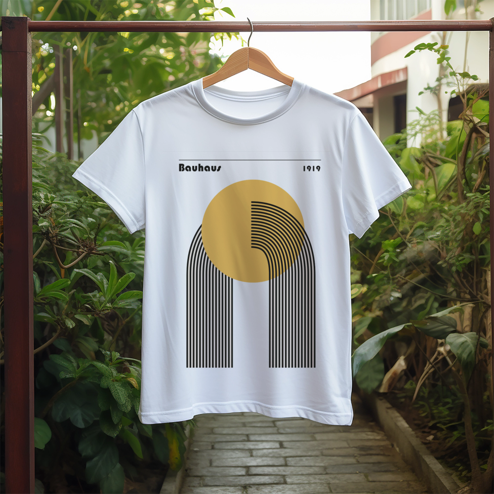 Weißes Bauhaus-Kurzarm-T-Shirt