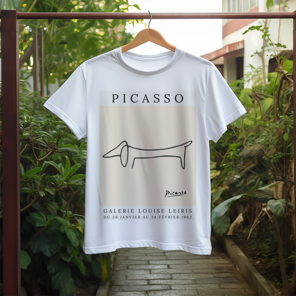 Camiseta blanca manga corta Perro Picasso